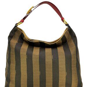 FENDI Vintage Pequin Striped Canvas Hobo NEW